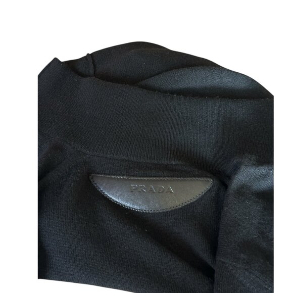 NWC Prada Black Cashmere Zippered Sweater Leather Accents - Picture 8 of 12